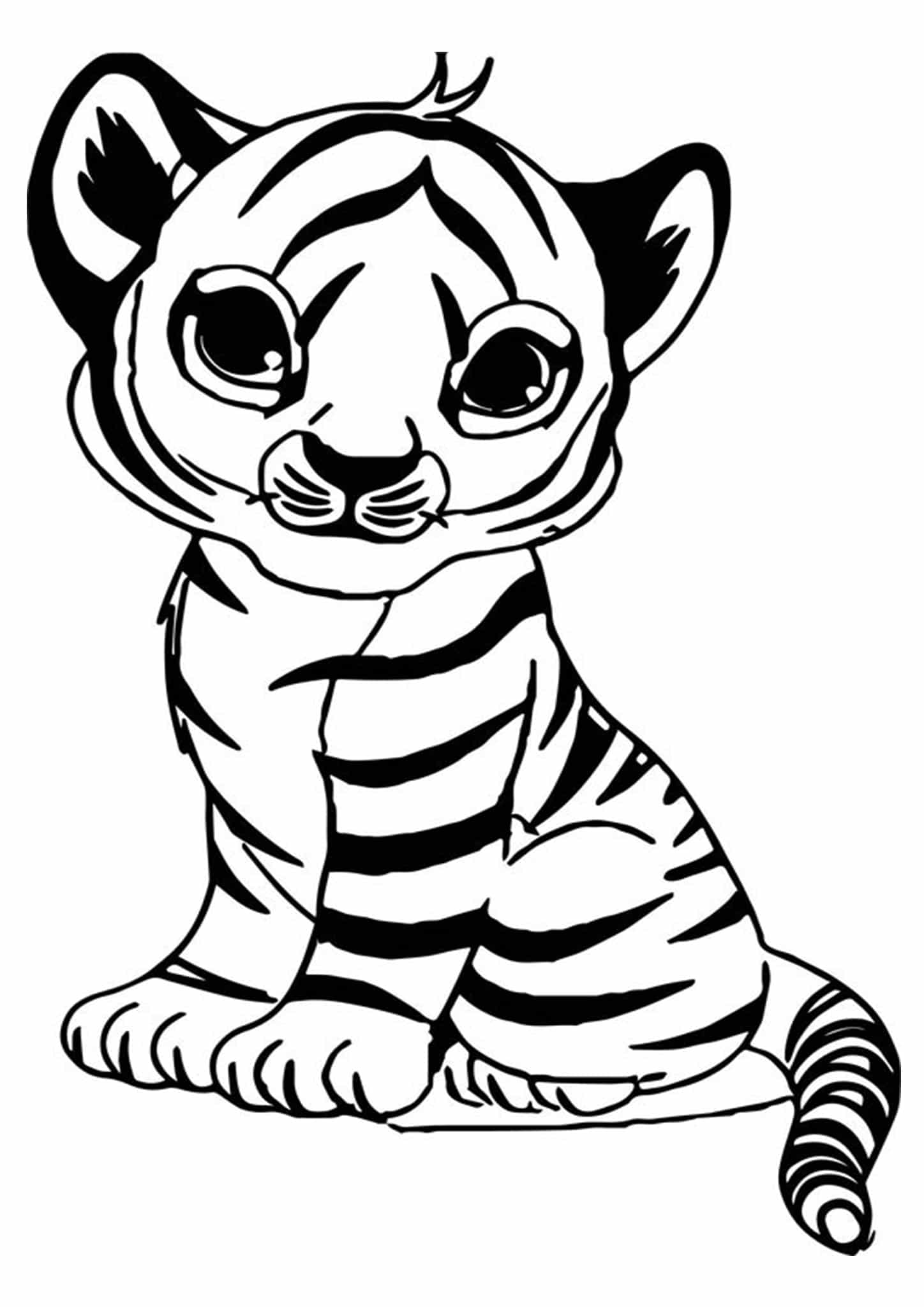 Free easy to print tiger coloring pages