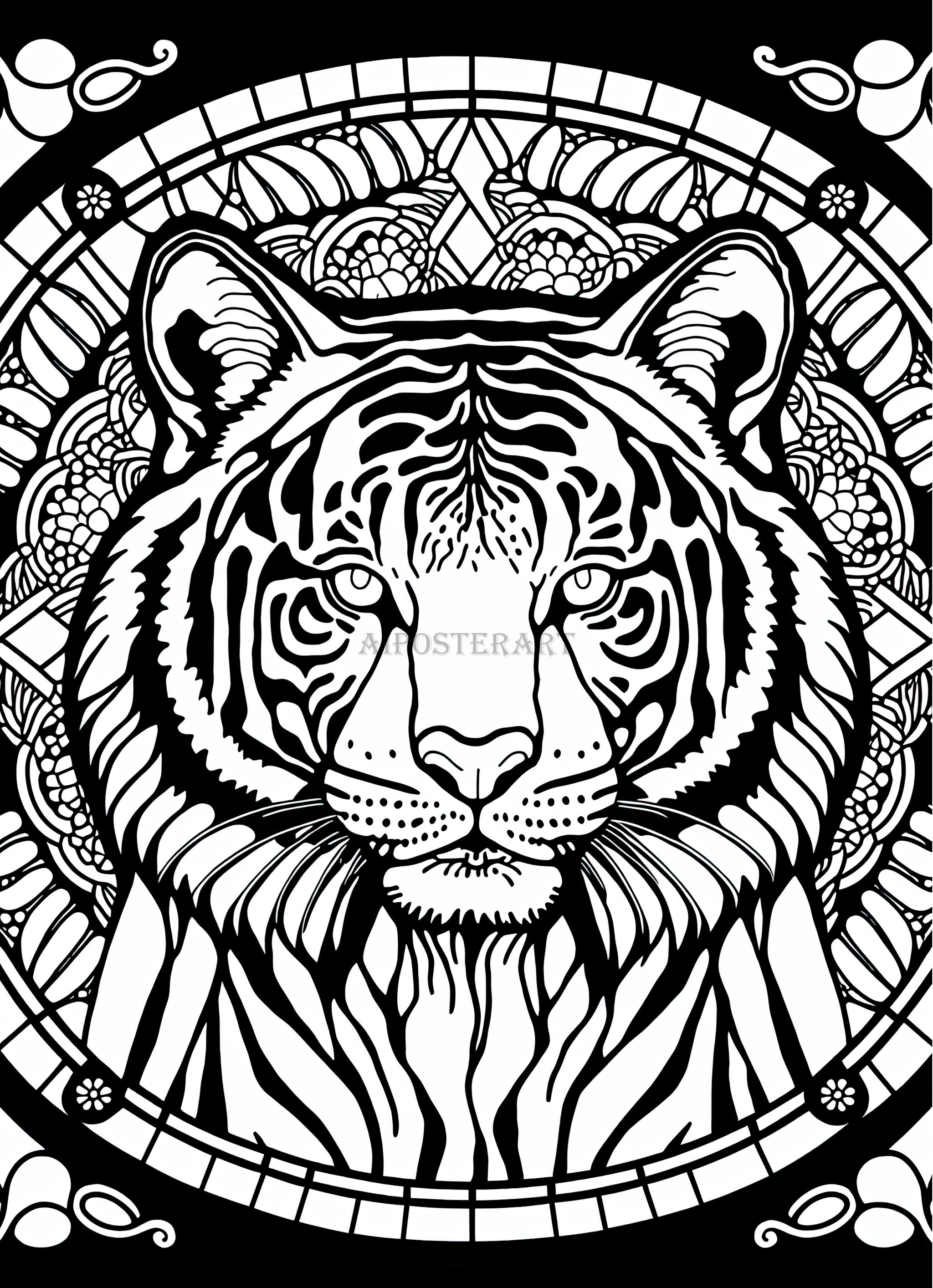 Tiger coloring download printable coloring page advanced coloring animal coloring nature coloring tiger download