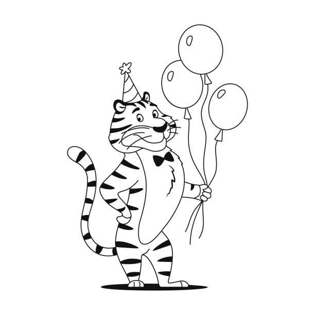 Coloring page color me tiger cute tiger smiles stock photos pictures royalty