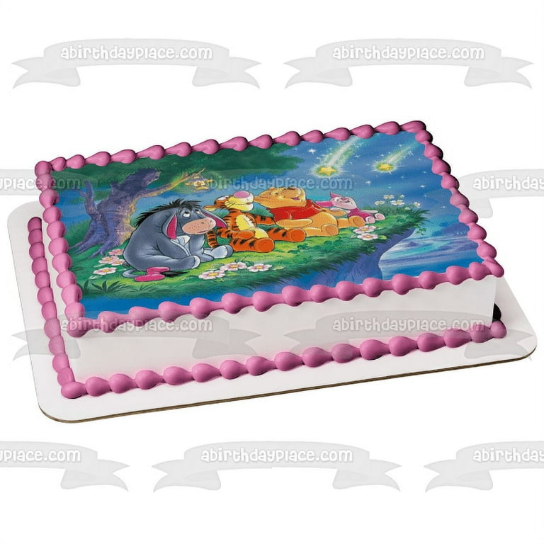 Winnie the pooh and friends stargazing eeyore piglet and tigger edible cake topper image abpid