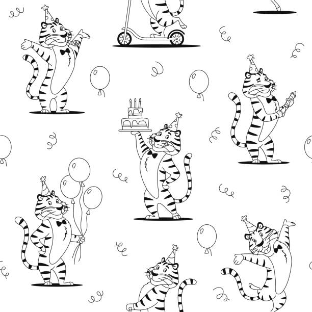 Coloring page color me tiger cute tiger smiles stock photos pictures royalty