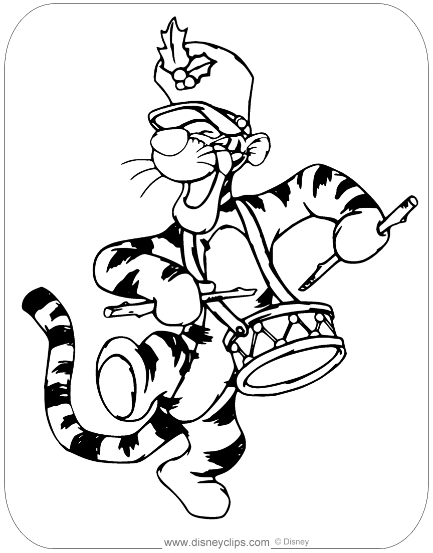 Winnie the pooh friends christmas coloring pages