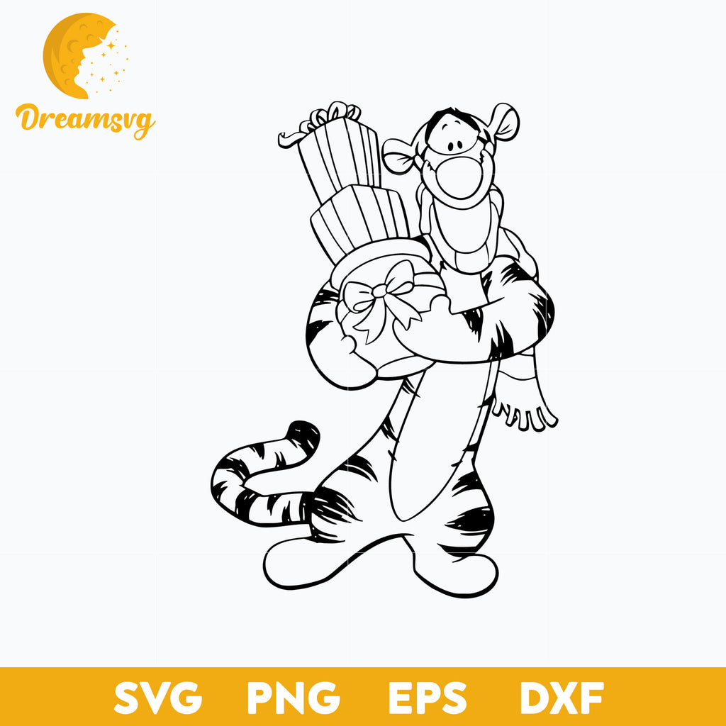 Tigger christmas outline svg disney christmas svg png dxf eps digital