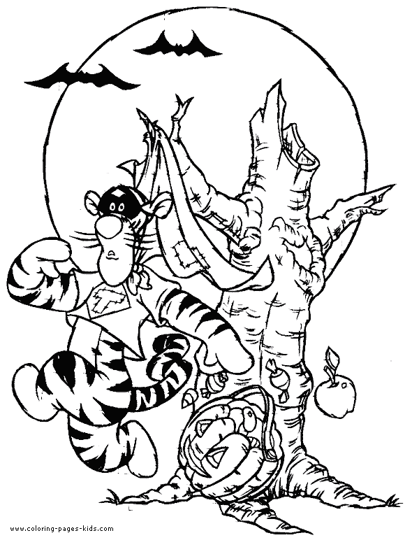 Winnie the pooh halloween tigger coloring page