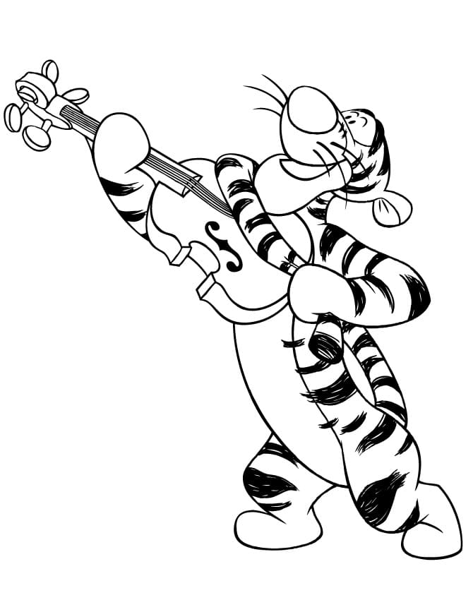 Coloring pages tigger playing violin coloring page