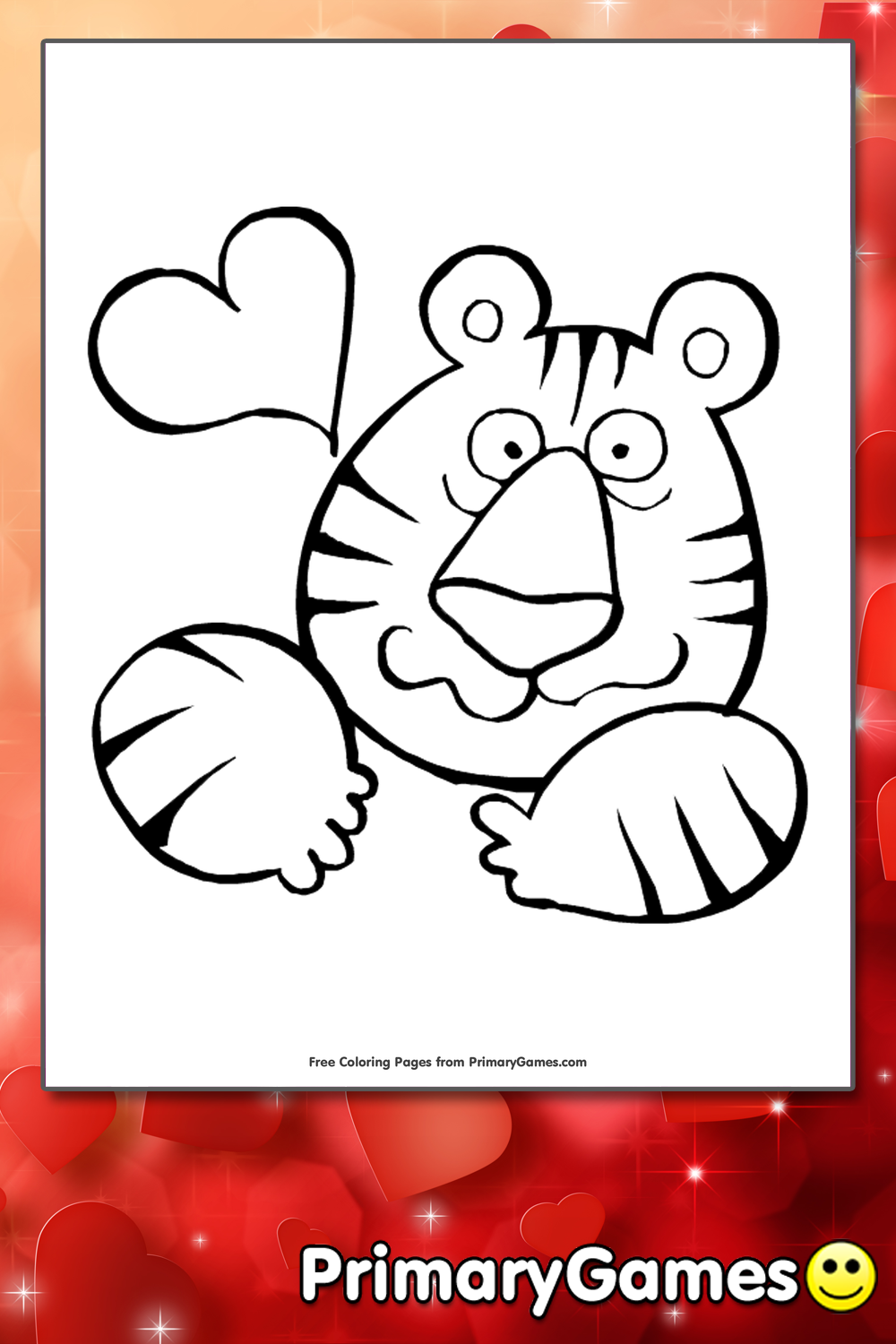 Tiger in love coloring page â free printable pdf from