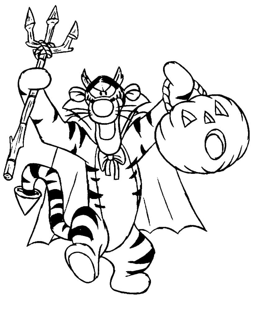 Tiger from winnie the pooh with trident coloring page