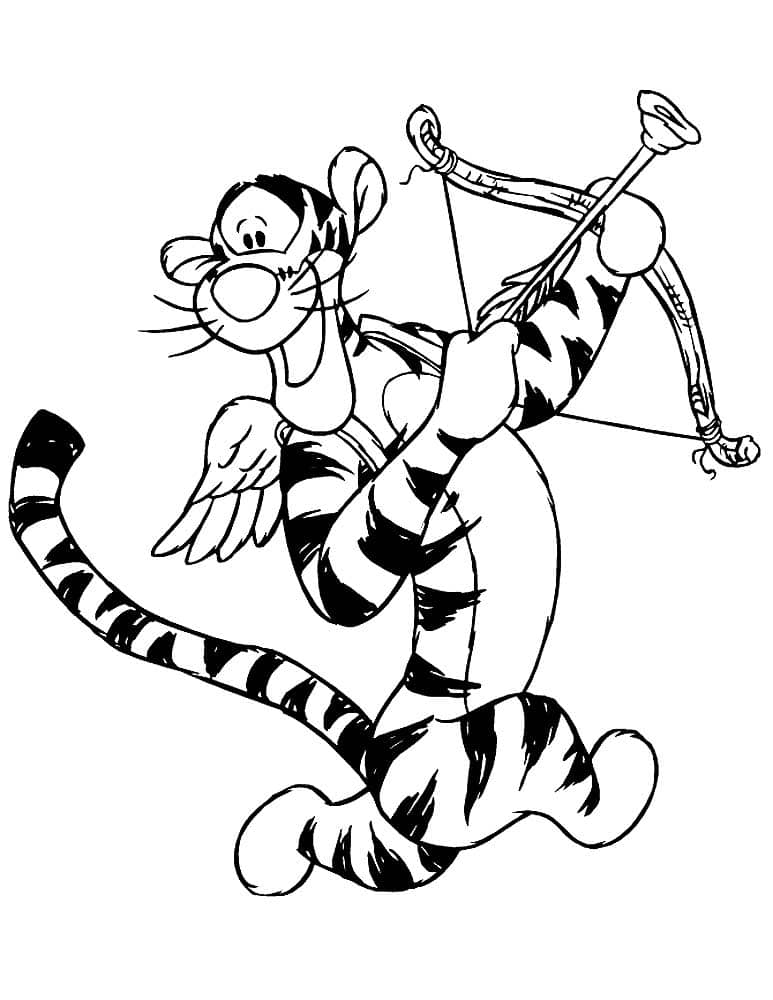 Tiger from winnie the pooh with a bow and arrow coloring page