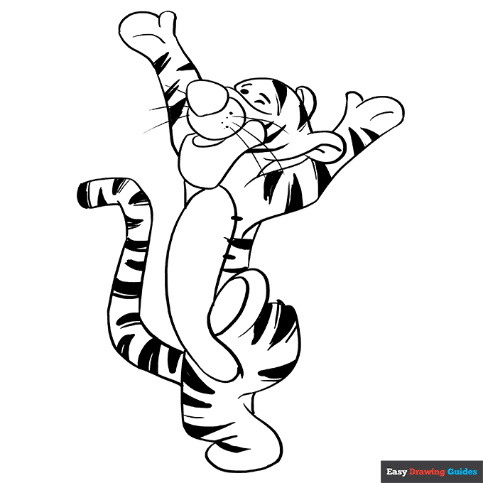 Tigger coloring page easy drawing guides