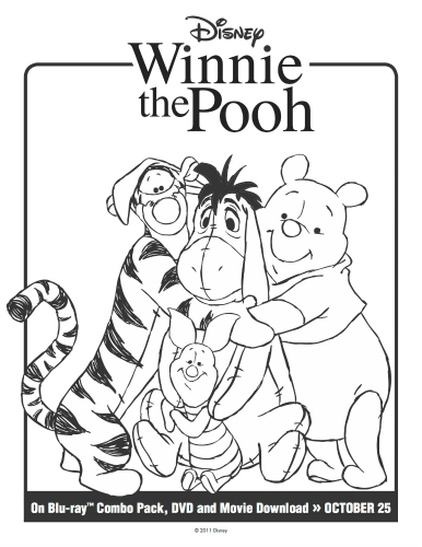 Winnie the pooh tigger eeyore piglet printable coloring page