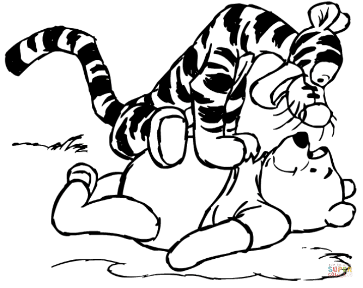 Tigger on pooh coloring page free printable coloring pages