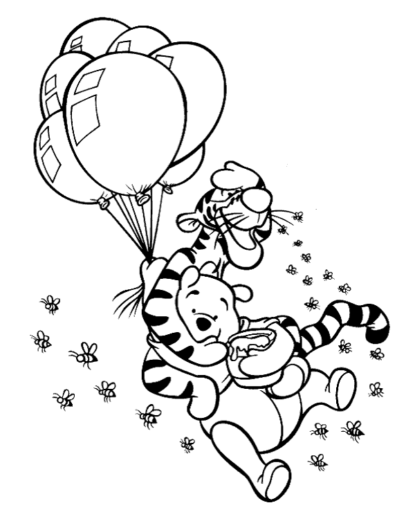 Tigger pooh funny coloring page