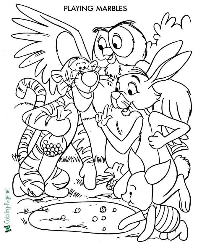 Rabbit owl piglet and tigger coloring page