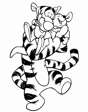 Tigger hugged piglet coloring page free printable coloring pages