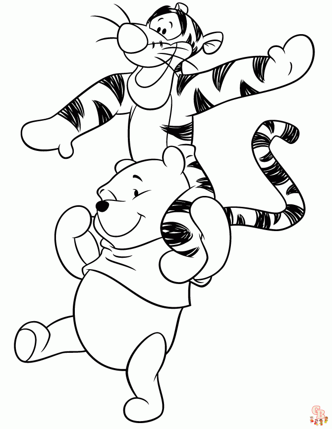 Tigger hugging pooh coloring pages printable free and easy