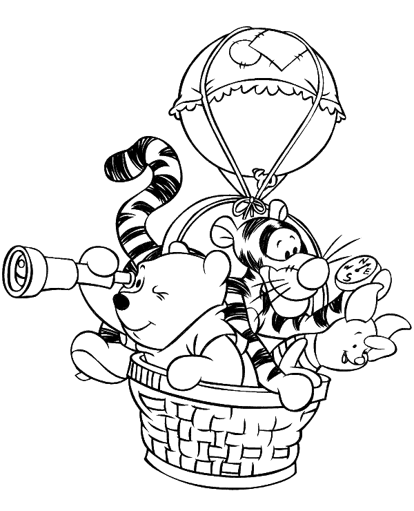 Pooh tigger piglet coloring page for kids