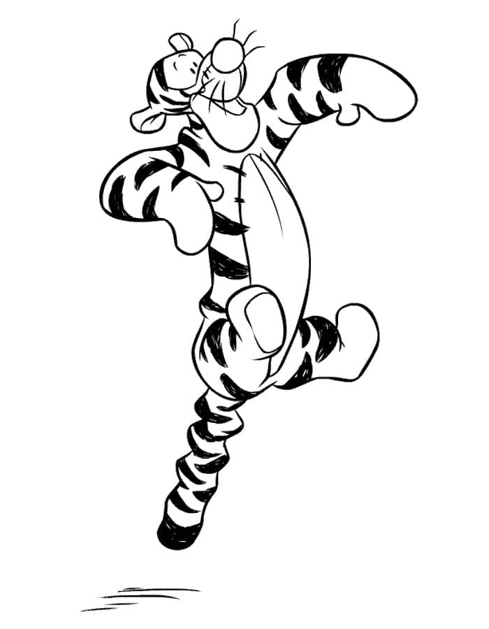 Tiger from winnie the pooh jumping coloring page