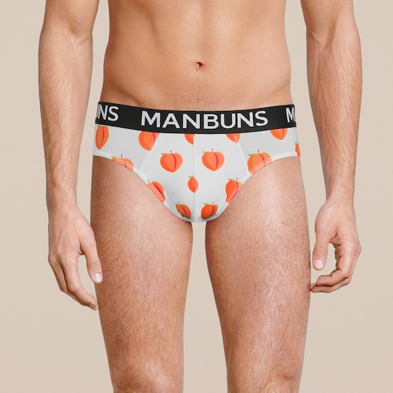 Mens fun emoji novelty peaches print briefs underwear practical gift for him fun novelty gag gifts for him mens stocking stuffer