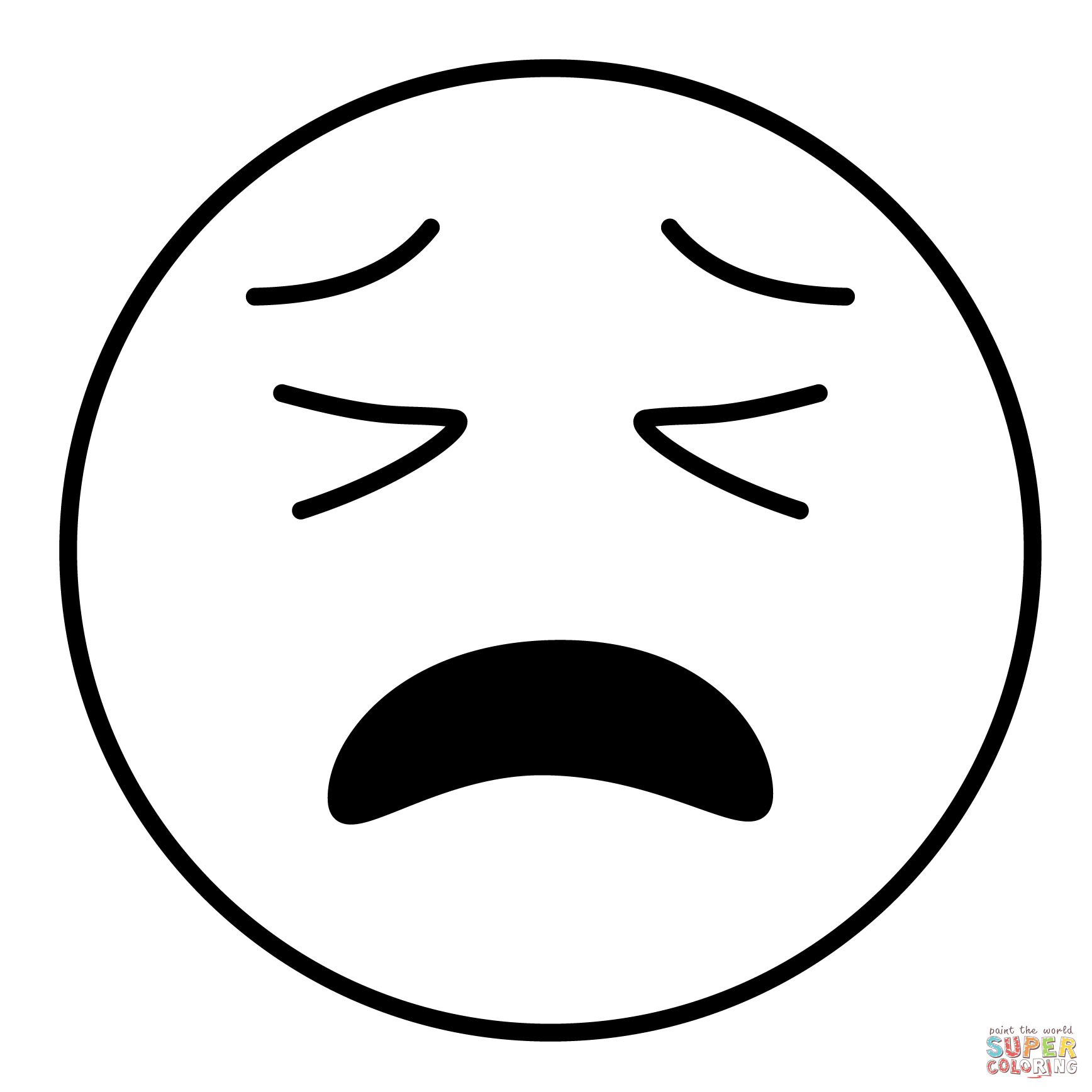 Tired face emoji coloring page free printable coloring pages