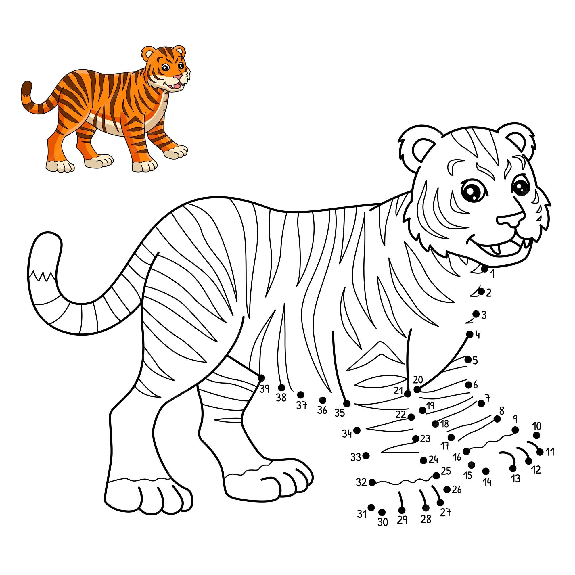 Premium vector dot to dot tiger isolated coloring page for kids