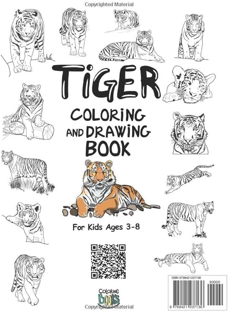 Tiger coloring and drawing book for kids ages