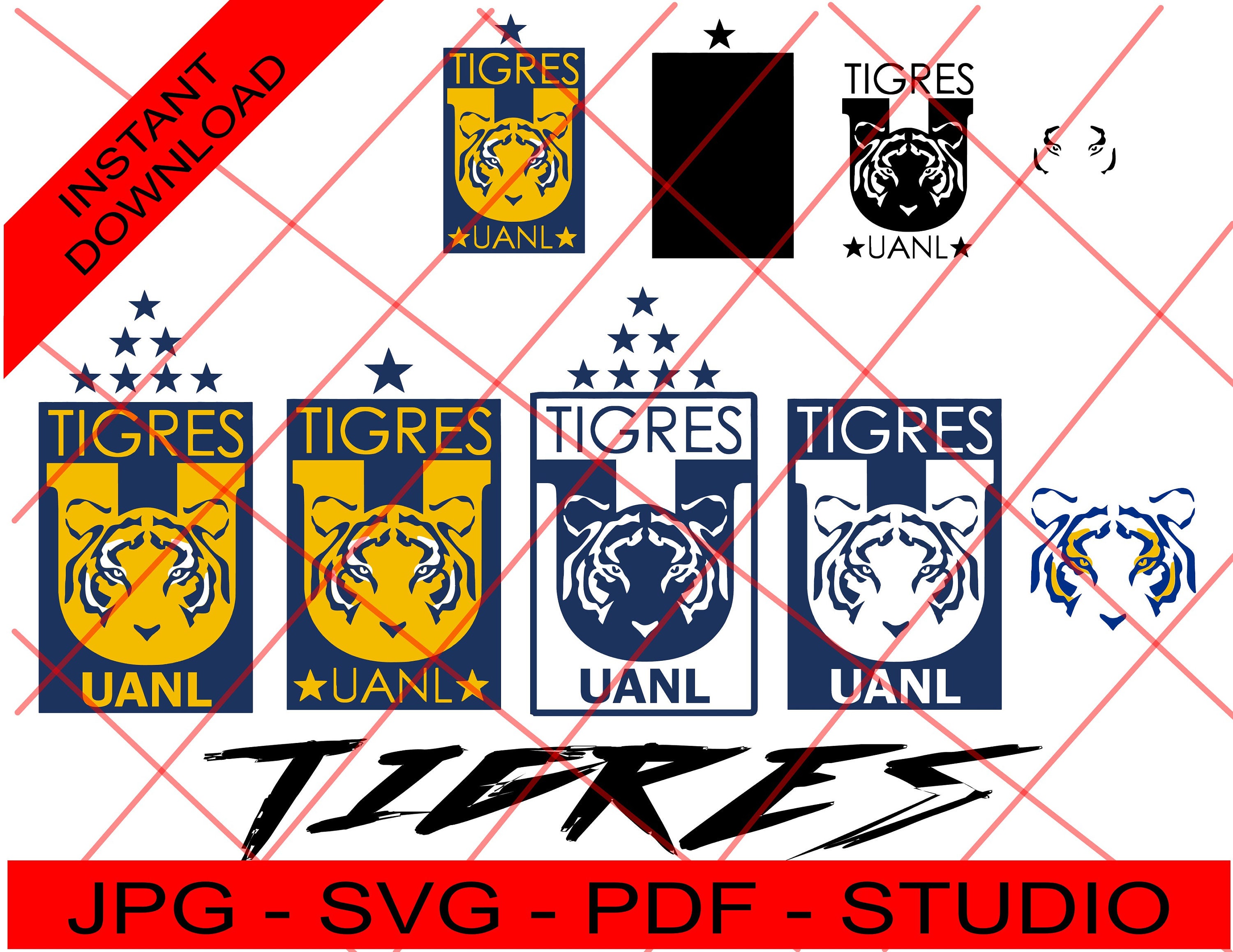 Club de futbol tigres mexican soccer team tigres instant download silhouette files cricut svg png tiger digital file