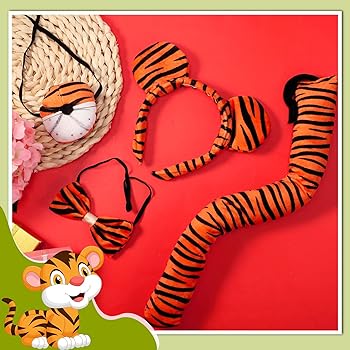 Aoriher pcs kids tiger costume kits tiger ear headband tail nose bow tie tiger animal fancy costume for carnival world book day halloween cosplay partycute style clothing shoes