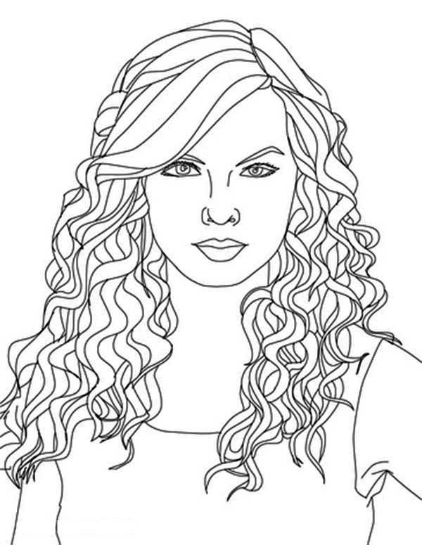 Taylor swift curly hair coloring page color luna curly hair coloring adult coloring pages shark coloring pages