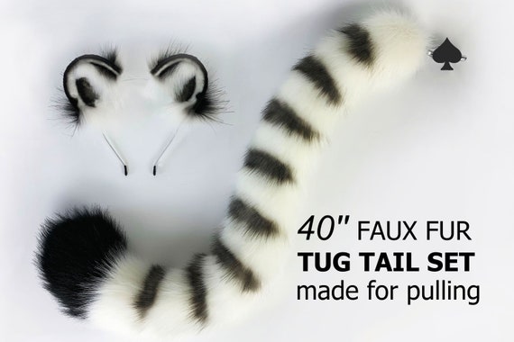 White tiger ear and tail plug set tug tail plug and ear set anime cosplay ear and tail set petplay set anal tail valentine day gift mature