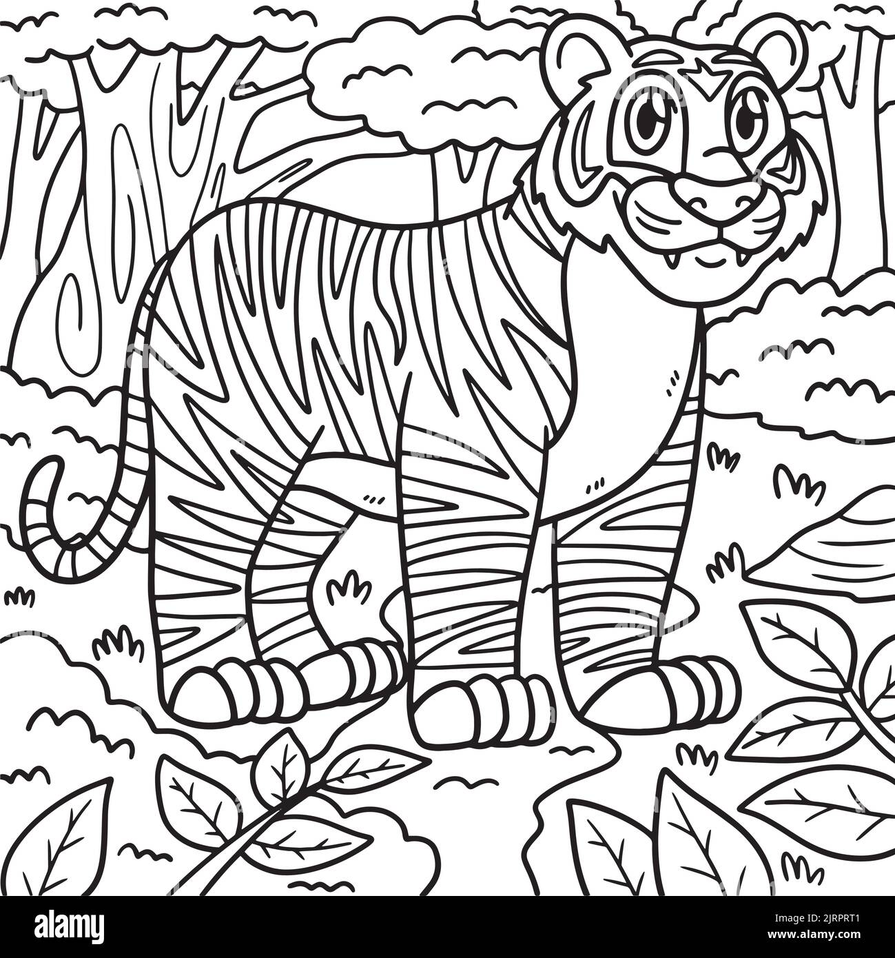 Tigre para colorear imãgen vectorial de stock