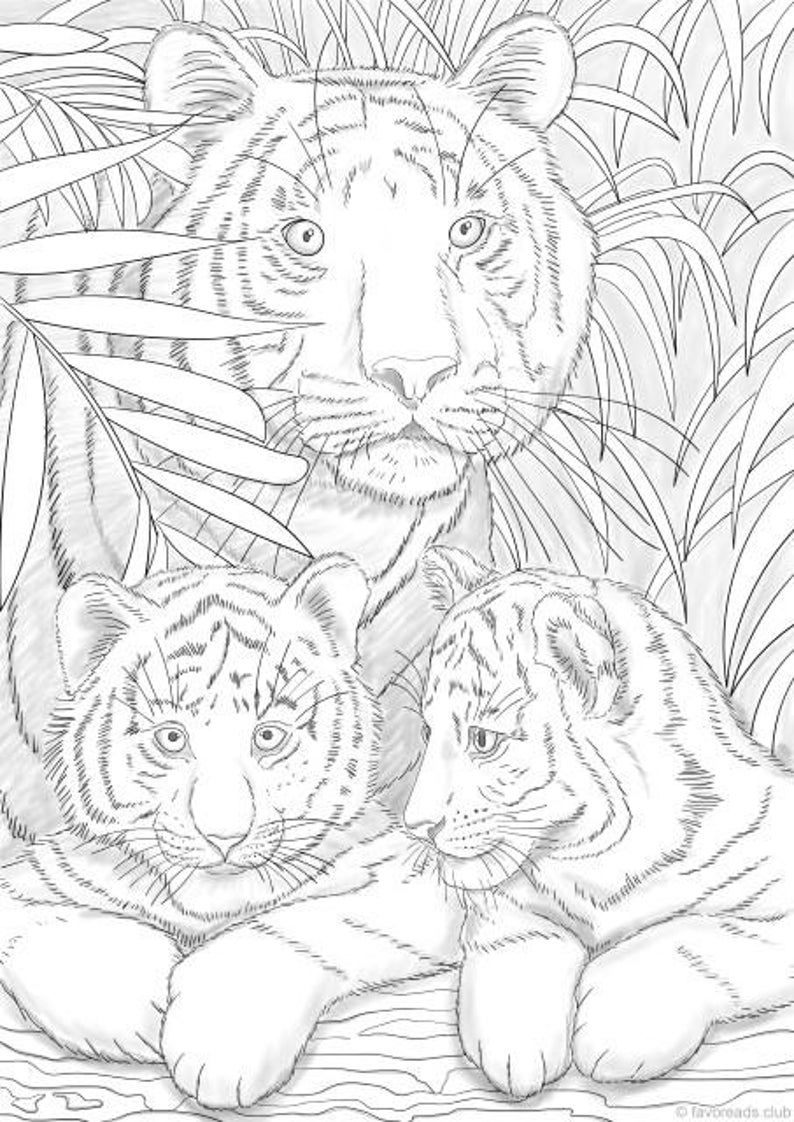 Tigres page de coloriage adulte imprimable de favorreads