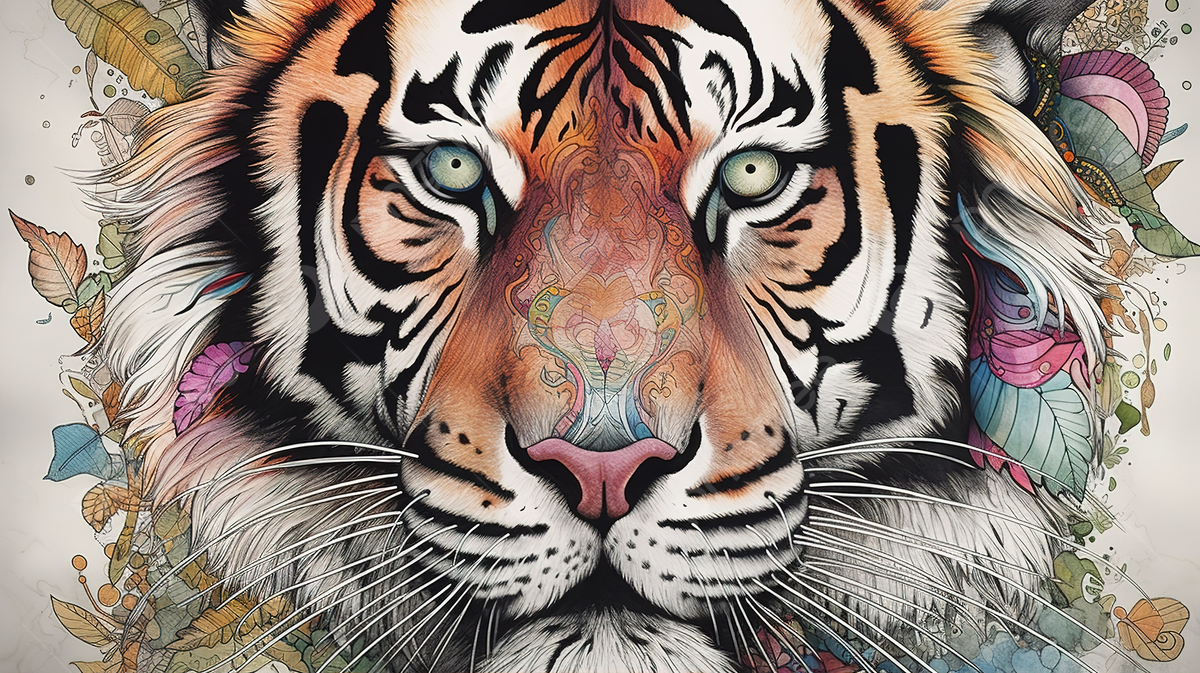 Fondo una obra de arte con una cabeza de tigre de color fondo dibujo de tigr para colorear animal fauna silvtre imagen de fondo para dcarga gratuita