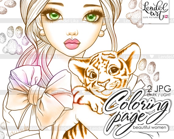 Dibujo de niãa para colorear hada tigre bebã dibujo para colorear para adultos dibujo para colorear en escala de grises descarga instantãnea