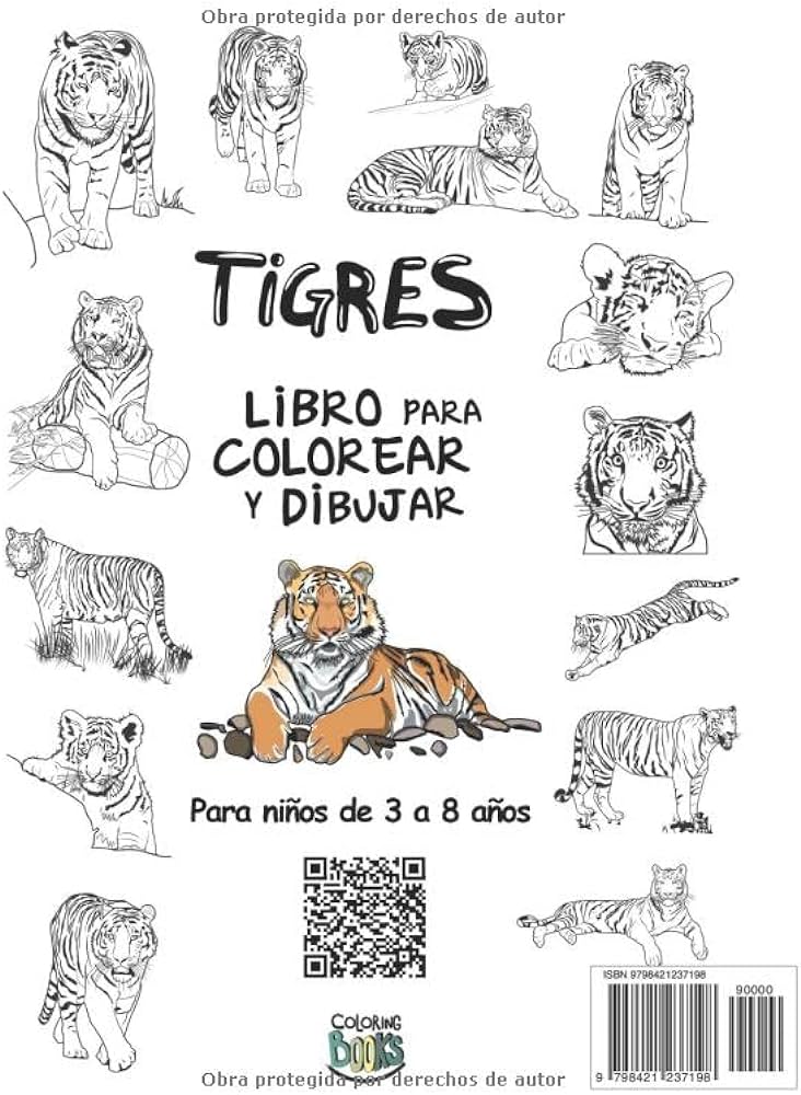 Tigr libro para colorear y dibujar para niãos de a aãos diviãrtete coloreando un montãn de tigr diferent y dibujando part de los grand coleccionabl para niãos y jãven