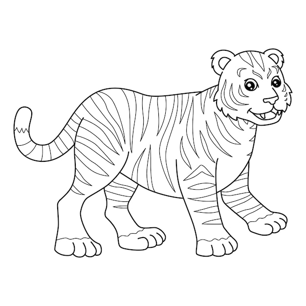 Premium vector tiger coloring page isolated for kids