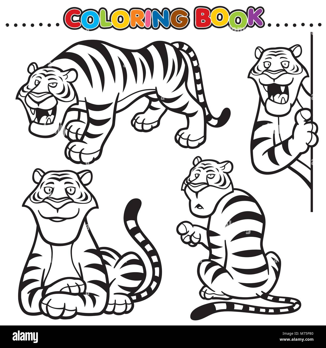 Tigre para colorear imãgen vectorial de stock