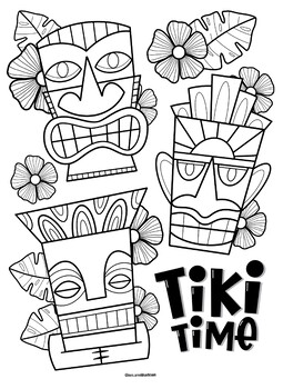 Tiki coloring page by mrs arnolds art room tpt