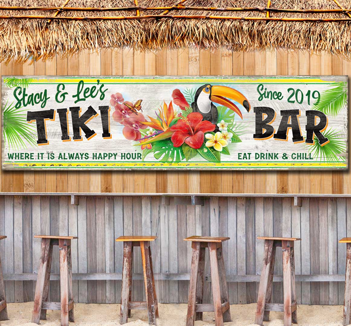 Tiki bar signsoutdoor tiki wall artmetal tiki bar signtiki lounge â tailor made rooms home decor