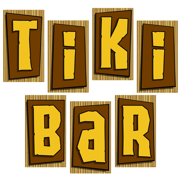 Tiki bar letters tropical wall decal set retro planet