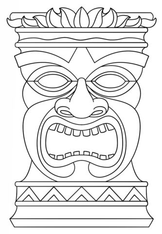 Tiki totem mask coloring page free printable coloring pages tiki faces tiki totem tiki mask