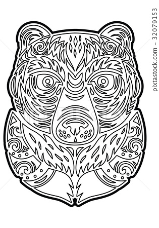 Polynesian tiki totem bear mask coloring page