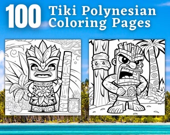 Polynesian tiki coloring pages printable coloring book coloring pages for adults printable digital coloring digital download