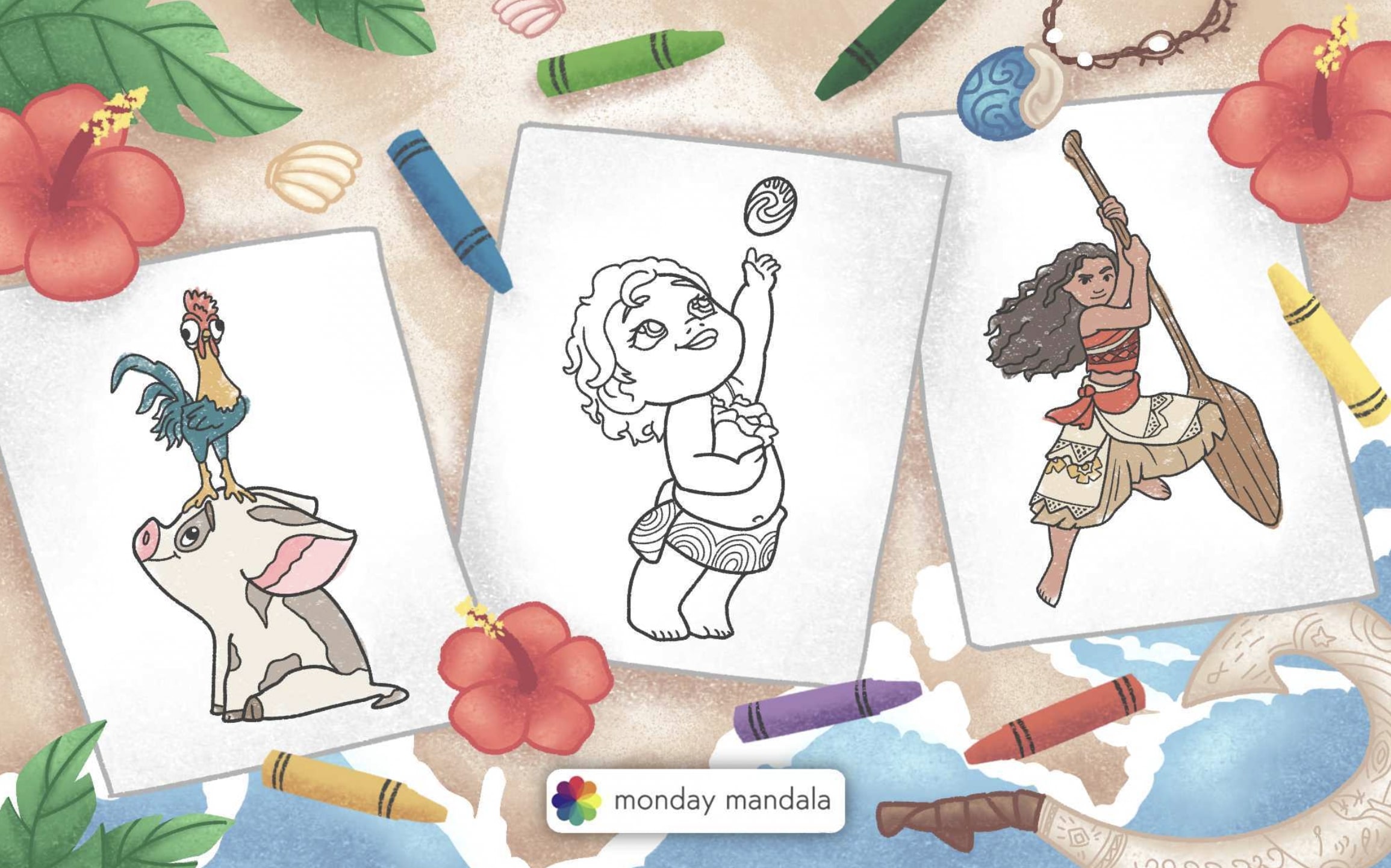 Moana coloring pages free pdf printables