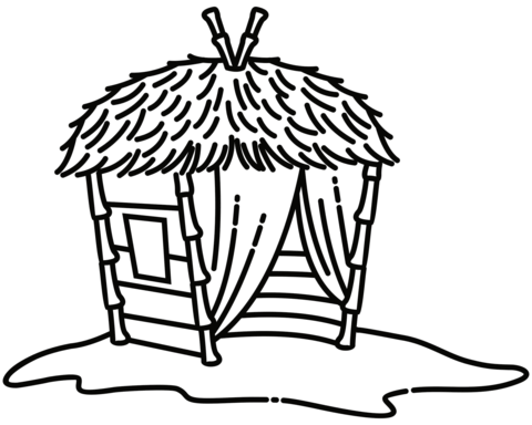 Tiki hut coloring page free printable coloring pages