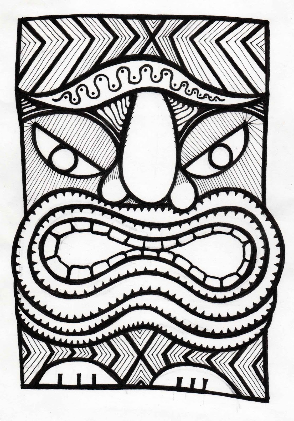 How to draw a tiki head