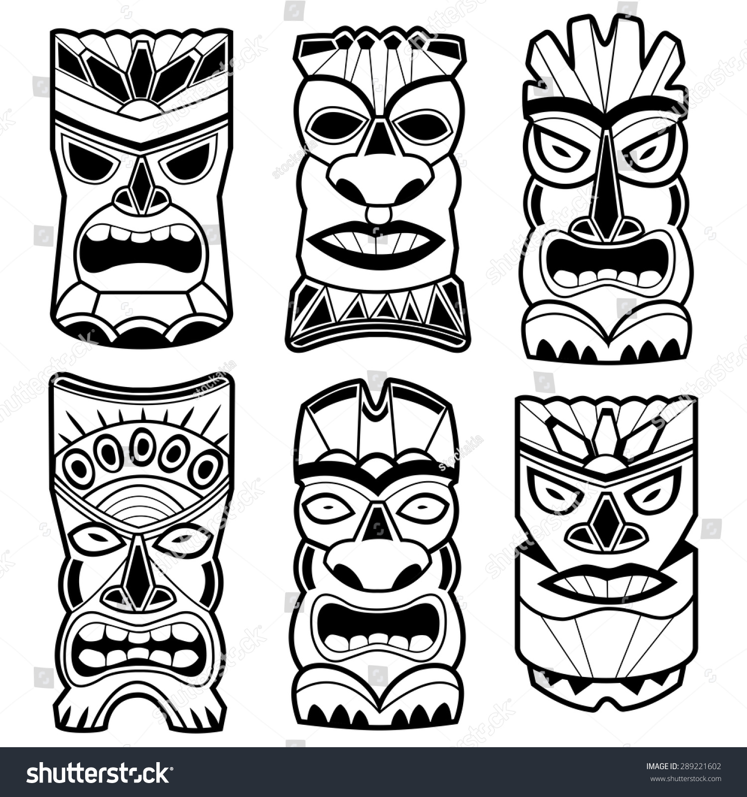 Hawaiian tiki god statue masks vector stock vector royalty free