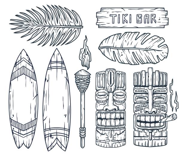 Tiki god tattoos stock illustrations royalty