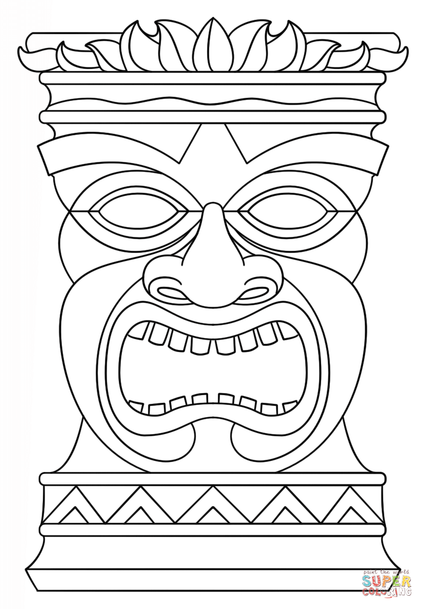 Tiki totem mask coloring page free printable coloring pages