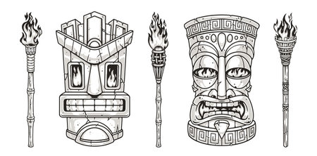 Tiki god statues cliparts stock vector and royalty free tiki god statues illustrations