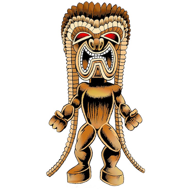 Strong and happy kuthe hawaiian tiki god of stren sticker oval strong and happy kuthe hawaiian ti sticker oval